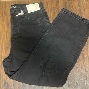 A.N.A dark grey black wash highest -rise vintage straight jeans size 10